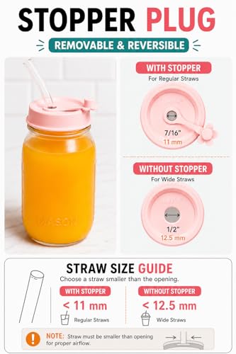 Silicone Mason Jar Lids with Straw Hole for Regular & Wide Mouth Jars | Regular and Wide Mouth Compatible, With Straw Hole, With Stopper,BPA Free,Dishwasher Safe - color: 6pcs-multi-color