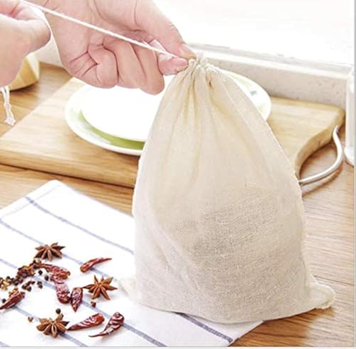 HLLMX 20 PCSReusable Tea Bag Spice Bags Muslin Bags Unbleached for Herbs Tea Coffee Cooking Brewing Straining Cheesecloth Bone Broth Brew Bags Soup Gravy Broth Stew Bags