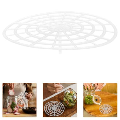KICHOUSE Pickle Keeper with Strainer Pickle Press Plate for Mason Jars 4.72 Inch Round Mesh Fermenting Weight Vegetable Press Rack for Kimchi Pickling Canning Supplies 5 Pack