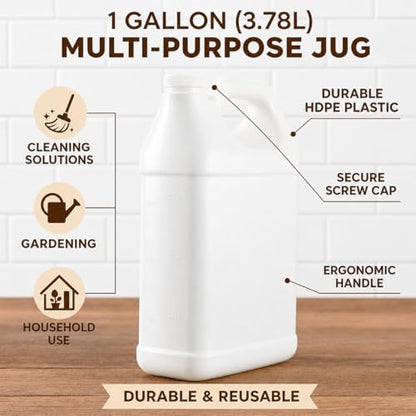 kitchentoolz 1 Gallon Carboy, White, High Density Polyethylene, Plastic Jug with Handle, Leak-Proof Lid, Dishwasher Safe, Made in USA, for Water, Brewing & Fermenting - size: 128 Ounces