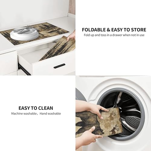 Carbine Bear Dish Drying Mat for Kitchen Counter Microfiber Super Absorbent Non-Slip Dish Drying Pad for Countertops Dishes Utensils Stylish Quick-Dry Machine Washable 18x24 Inch - color: Beer