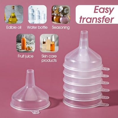 10 Pack Small Funnels Food Grade Mini Funnel Easily Transfer Liquids Granules Powders Plastic Funnels for Kitchen Use Filling Bottles Water Bottle Funnel Lotion Essential Oils