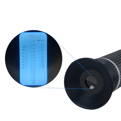 Honey Refractometer with ATC, Portable Refractometer for Honey Moisture,Triple Scale (Honey Moisture: 12-27%, Brix: 58-90%, Baume: 38-43°),Ideal for Honey, Molasses,Maple Syrup,Fruit jam