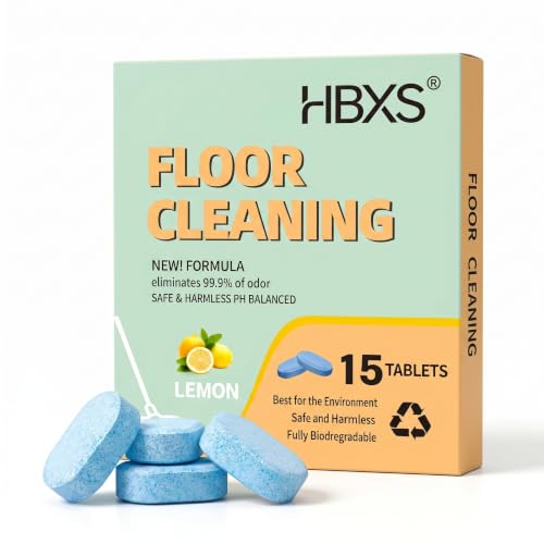 Floor Cleaning Tablets, Lemon Scent, 15 Count | Fast Dissolving Floor Cleaner | No Sticky Residue | Safe for Pets & Kids | For Tile, Vinyl, Laminate & Hardwood Floors