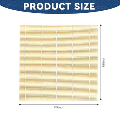 HOPELF 2 Pack 9.5 Inch Bamboo Sushi Mat - Sushi Roller Mat for Making, Shaping & Molding Sushi Roll & Kimbap - Food-Safe Sushi Making Supplies, Tools & Accessories - size: 9.5 inch