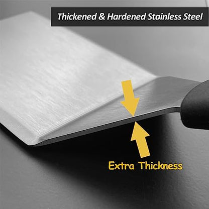Small Spatula for Cast Iron Skillets, Full Tang silicone Handle, Heat Resistant, Commercial Grade Heavy Duty Turner, Press Burger Spatula Turner for Flipper, Cooking, Serving, 2.7" Wide - size: 2.7" x 3.7"