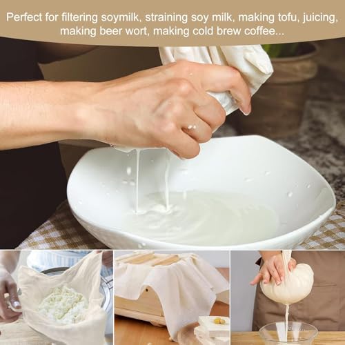 Reusable Cheesecloth, 20x20 Inch Hemmed Kitchen Strainer Fabric for Cooking, Baking, Juicing & Cheese Making – 100% Cotton Unbleached, Dense and Washable