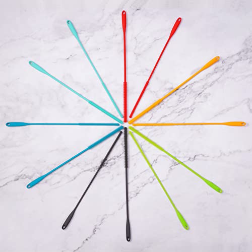 Silicone Straw Brush 4 Pack - (2 Small, 2 Wide) - 10 Inch Reusable Straw Cleaner, Pipe Cleaner, Glass and Detailing Tool (Charcoal) - color: Charcoal