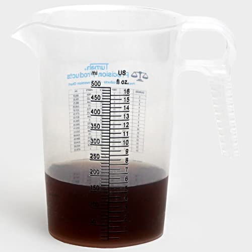 16oz, 1 Pint (2 cup) Measure Pitcher - Convenient Conversion Chart – Multi Purpose Food Grade Great for Cooking, Hobbies, Shop Oil, Fluids, Pool Spa and Lawn with High Chemical Resistance by Turnah - size: 16oz