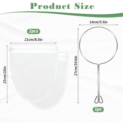 3 Pcs Fine Mesh Strainer Bags, Reusable Cheese Cloth Bag with Zipper, Tea/Coffee Filter, Food Grade Filter for Coffee Soy Thai Tea, Yogurt Nut Milk and Soup