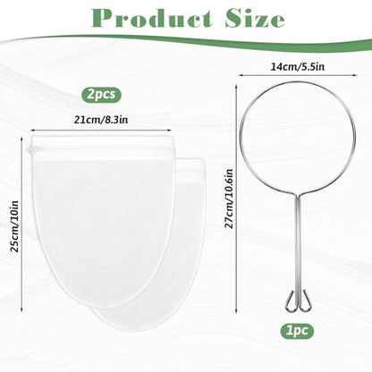 3 Pcs Fine Mesh Strainer Bags, Reusable Cheese Cloth Bag with Zipper, Tea/Coffee Filter, Food Grade Filter for Coffee Soy Thai Tea, Yogurt Nut Milk and Soup