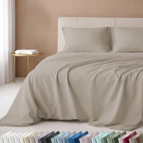 California Design Den Natural 100% Cotton Sheets Twin Size Bed Set - Luxury 600 Thread Count Sateen, Fully Elasticized Deep Pocket Twin Cotton Sheets, Durable - Soft Linen - color: 06 - Soft Linen, size: Twin