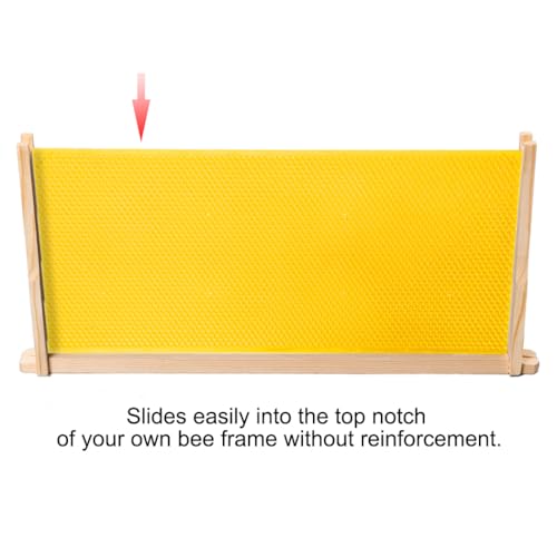 POLLIBEE Beehive Foundation Sheet Beeswax Coated Bee Hive Foundation Sheets Bee Foundation Sheets for Super Bee Frame 10Pcs 5-5/8-inch Medium Beehive Foundation - color: Super-Yellow