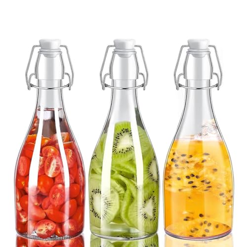 Swing top Bottles - Clear Glass Bottles with Lids 3 Pack - for Kombucha Fermenting, Beer Brewing, Juicing, Milk or Eggnog- Glass Container for Liquid Storage
