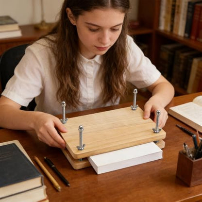 Professional Wooden Book Press with Steel Bolts for Binding and Restoration Cheese Press