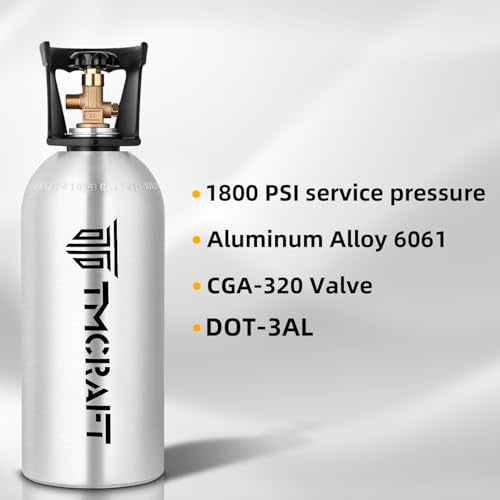 TMCRAFT 10lb CO2 Tank, High Strength Aluminum Alloy Cylinder with CGA-320 Valve, DOT Approved Cylinder for Kegerator kit and Draft Beer Dispensing