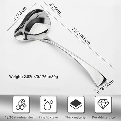 Comicfs Sauce Ladle, 18/10 Stainless Steel Gravy Ladle with Pouring Spout, Sauce Drizzle Spoon, Soup Ladles, Small Serving Gravy Ladles Serving Utensil, Dishwasher Safe, 7.3-Inch - color: Gravy Ladle