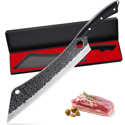 PURPLEBIRD 12 Inch Carving Knife Ultra Sharp Slicing Knife,Hand Forged Brisket Knives High Carbon Steel Meat Slicer, Long Kitchen Knives,Best for Slicing Roasts, Meats and Vegetables, Fathers Gift - color: 12"