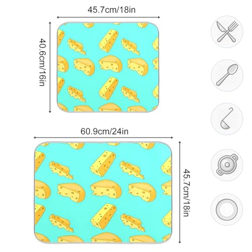 Qilmy Cheese Dish Drying Mat Absorbent Reversible Dish Drainer Pad Tableware Mat for Kitchen Counter Home Decoration, 18 x 24 Inch - size: 18 x 24 Inch