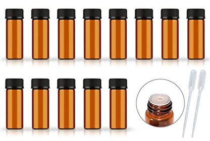 50Pack Set 5ML Amber Glass Bottle with Orifice Reducer and Cap Small Essential Oil Vials (5ML) - size: 5ML