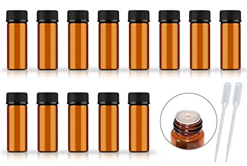 50Pack Set 5ML Amber Glass Bottle with Orifice Reducer and Cap Small Essential Oil Vials (5ML) - size: 5ML
