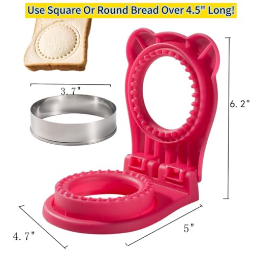 CHICHAUS Uncrustable Sandwich Maker,Sandwiches Pocket Circle Shape 3.7Inch Sandwich Cutter and Sealer,Sandwich Cutter for Kids Breakfast and lunchboxes (Rose Red) - color: Rose Red