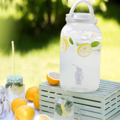 Havawish 2 Pcs 1 Gallon Plastic Beverage Dispenser with Spigot Clear Summer Kitchen Fridge Drink Dispenser for Parties Lemonade Juice Tea Beer Cold Water(White,Cylinder) - color: White, style: Cylinder