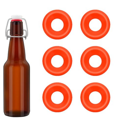 6 PCS Silicone Bottle Cap Gaskets, Replacement Seals for Flip Top Bottles, Flexible & Durable, Easy to Install, Reusable, Red Half Cover Design - color: Red half cover design