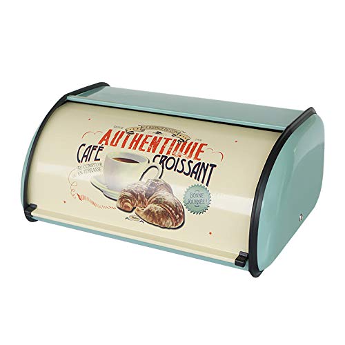 SOTECH Metal Bread Box Roll Top Vintage Breadbox for Kitchen Countertop Retro Bread Bin Holder Counter Farmhouse Bread Storage Container Blue - color: Blue Bread Box
