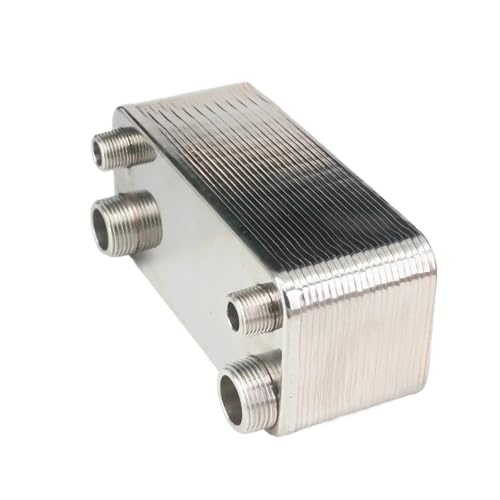 24 Plate Heat Exchanger for Beer Wort Chiller - SUS304 Stainless Steel Cooler(3/4 Inch BSPT) - size: 3/4 Inch BSPT