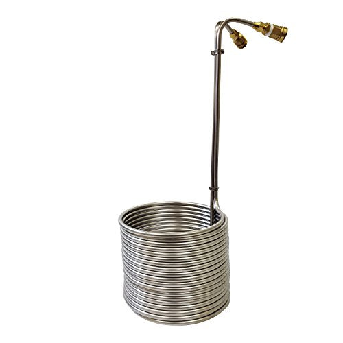 NY Brew Supply Stainless Wort Chiller with Garden Hose Fittings, 3/8" x 50', Silver - size: 3/8" x 50'