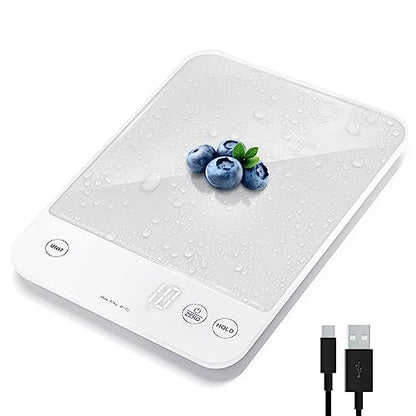 Etekcity Food Kitchen Scale, 22lb Digital Weight Scale Grams and Ounces Rechargeable Waterproof Tool for Weight Loss, Cooking, Baking, Meat, Bread, Large 0.05oz/1g Accuracy | 22 Lb/10 Kg Capacity, 0.05oz/1g Precision, IPX6 Splash-Resistant, USB-C Recharge