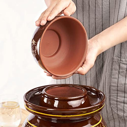 ZHOUXIAO Pickle Jar Ceramic Jar with Lid,Traditional Chinese Fermentation Kit Crock with Water Seal Airlock Lid, Fermentation Jar for Kimchi,Sauerkraut,Kombucha Jar 7KG