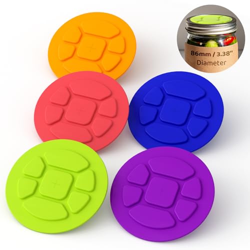 Effortless Fermenting: 5-Pack Silicone Fermentation Lids for Wide Mouth Mason Jars,Self-Burping, One-Way Airlock Valve & BPA-Free,Perfect for Sauerkraut, Kimchi & Probiotic Pickles - style: Wide Mouth/3.38(inch)/5P