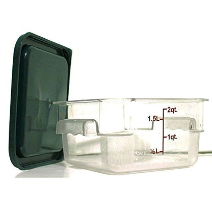 Tiger Chef 2 Quart Commercial Grade Clear Food Storage Square Polycarbonate Containers With Green Lids - style: 2 Quart