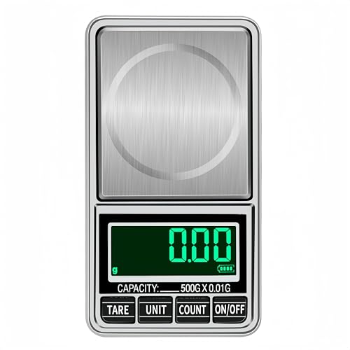 Pocket Scale Digital Jewelry Scale 500g 0.01g Accuracy USB Rechargeable Portable Mini Gram Scale Small Food Scale for Gold Coin Coffee Spice, Batteries Included, with Leather Case - size: 500g