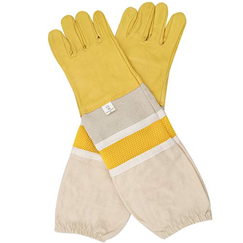 DZXZY Professional Beekeeping Gloves Hornets Premium Goatskin Leather Beekeeing Supplies with Long Canvas.XL X-Large - size: X-Large (Pack of 1)