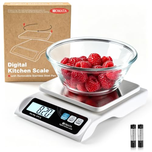 BOMATA 0.1g High Precision Food Scale, 13lb Digital Kitchen Scale with Removable Stainless Steel Pan, Backlit LCD Display, for Cooking, Baking B621 White - color: White Non-rechargeable