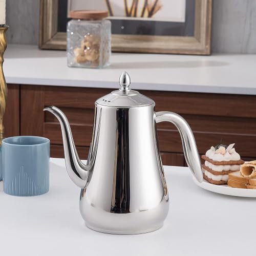 SANQIAHOME Stainless Steel Teapot with Infuser Silver 58Oz - size: 1.75 L