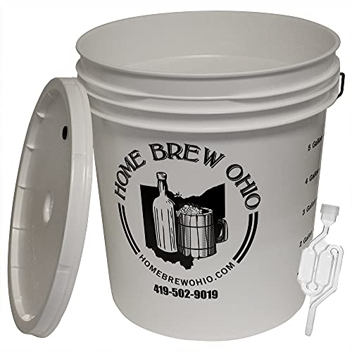 Home Brew Ohio 7.9 Gallon Fermenting Bucket with Grommeted Lid and Twin Bubble Airlock