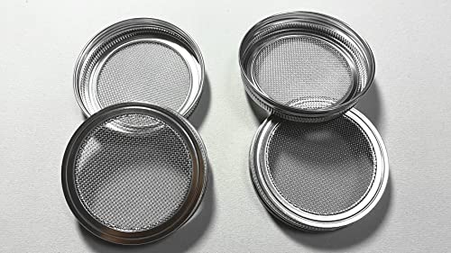 Sprouting Jar Lids WIDE MOUTH Mason Jar Strainer Lid 4 Pack Stainless Steel Strainer Mesh Sprouts Lids for Seed Sprouting Salad Sprouts Broccoli Sprouts Growing Kit