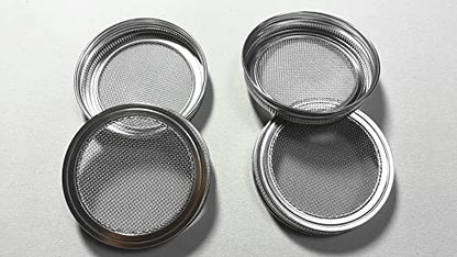 Sprouting Jar Lids WIDE MOUTH Mason Jar Strainer Lid 4 Pack Stainless Steel Strainer Mesh Sprouts Lids for Seed Sprouting Salad Sprouts Broccoli Sprouts Growing Kit