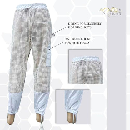 Beekeeping Suit Jacket, Pants/Trousers with 2 Veils Fencing Hood & Round Brim Hat, Ventilated 3 Layer Mesh Costume - size: 8X-Large