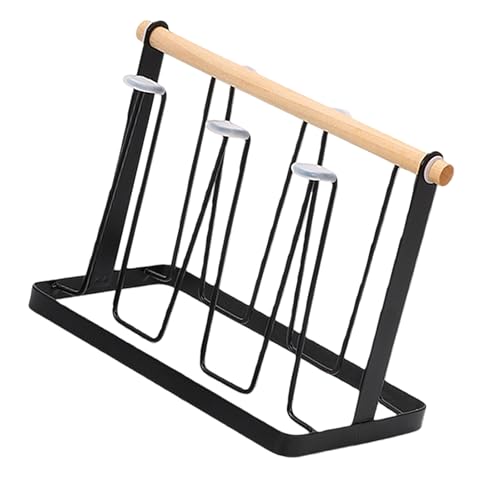 Cup Drying Rack, Bottle Drying Rack, Slanted Iron Coffee Mug Holder Stand, Countertop Glass Organizer, Removable Drain Tray Kitchen Tumbler Caddy, Counter Glass Tree - color: Black