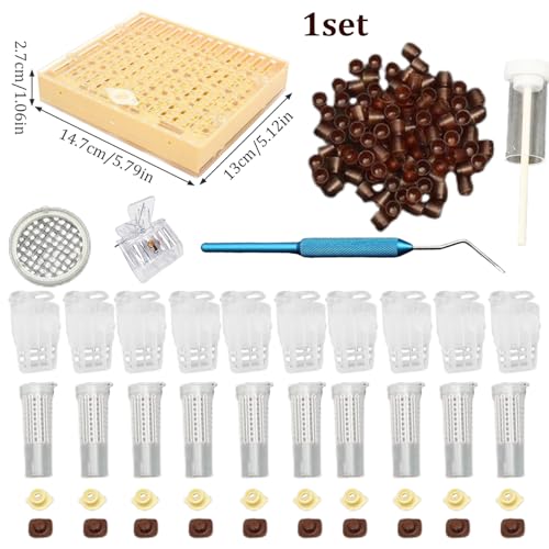 Queen Rearing Kit Complete Beekeeping Starter Kit Including Queen Rearing Box, Cell Cups, Beekeeping Moving Grafting Tools Queen Excluder, Perfect Beekeeping Kit for Beekeeper Gift Queen Rearing Kit