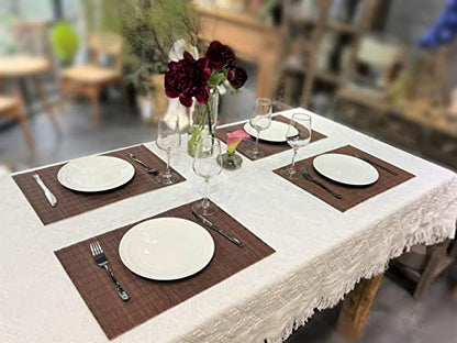 Set of 8 Pcs Bamboo Placemats Sushi Rolling Mat Japanese Style Natural Anti-Slip Bamboo Placemats Washable Heat-Resistant Table Mats for Dining Room and Kitchen（Chocolate） - color: Chocolate, size: Set of 8