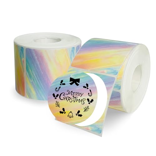 2 Inch Round Shell Texture Thermal Labels, Waterproof Circle Stickers for Small Business, 1000 Labels / 2 Roll - color: Colorful (1000labels/2roll), size: 2 inch