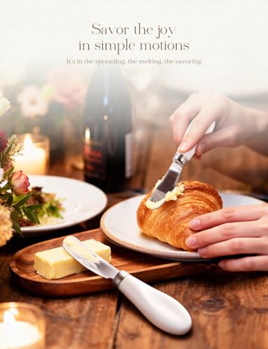Stainless Steel Butter Spreader Knife 4 Pack with Handle for Kitchen White | Dishwasher Safe, for Soft & Hard Cheese, Jam, Cold Butter - color: White 4 Pack