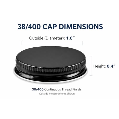 Metal Growler Caps For 1-Gallon & 1/2-Gal Sized Glass Growler Jugs - 1.5" (38mm) Dia, Made in USA - Beer/Kombucha/Homebrew Bottle - Food Grade Lid w/Continuous Thread & Plastisol Liner (3, Black) - color: Black