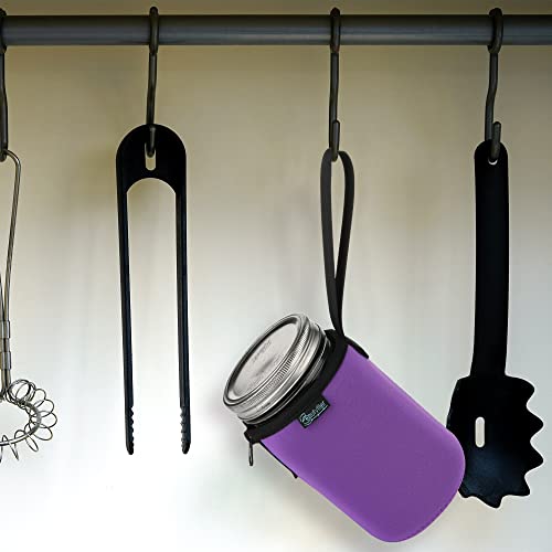 Beautyflier Mason Jars 32oz Wide Mouth Sleeve Regular Mouth Mason Jars Insulators Drinking Glass Coolers Sprouting Jars Blackout Sleeve (Purple) - color: Purple